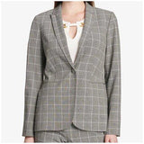 Tommy Hilfiger Womens Gray One Button Plaid Jacket Only Size: 2 - iMart Shop